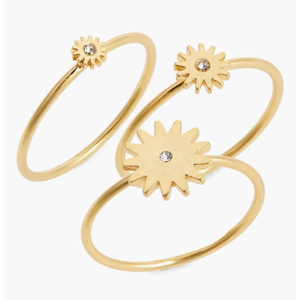 NWT Madewell My Three Suns Gold Tone Sunburst Ring Set